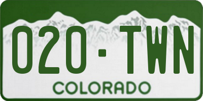 CO license plate 020TWN