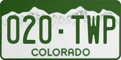CO license plate 020TWP