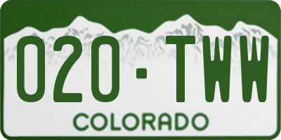 CO license plate 020TWW