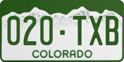 CO license plate 020TXB