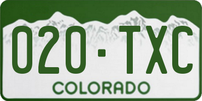 CO license plate 020TXC