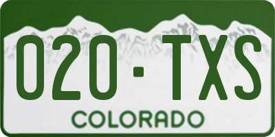 CO license plate 020TXS