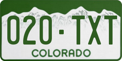 CO license plate 020TXT