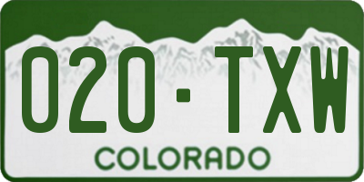 CO license plate 020TXW