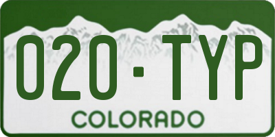 CO license plate 020TYP