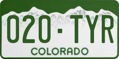 CO license plate 020TYR