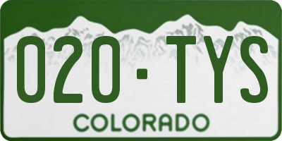 CO license plate 020TYS