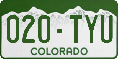 CO license plate 020TYU
