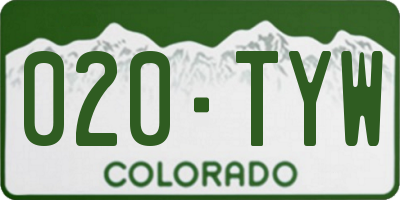 CO license plate 020TYW