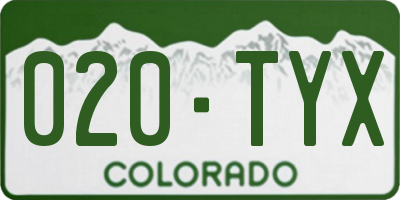 CO license plate 020TYX