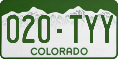 CO license plate 020TYY