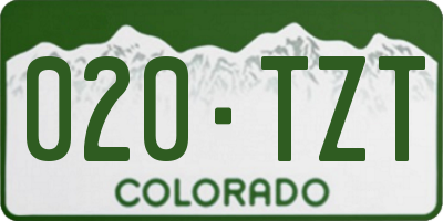 CO license plate 020TZT