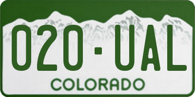 CO license plate 020UAL