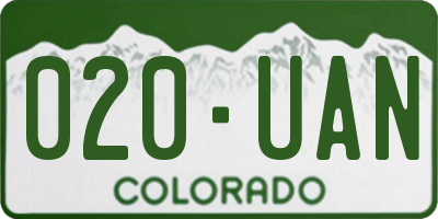 CO license plate 020UAN