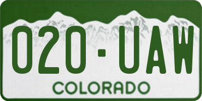 CO license plate 020UAW