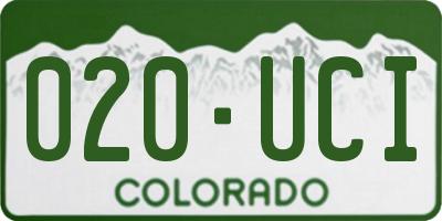 CO license plate 020UCI