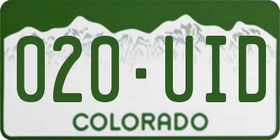 CO license plate 020UID