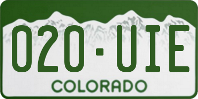 CO license plate 020UIE
