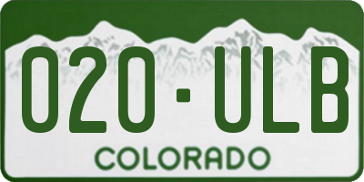 CO license plate 020ULB