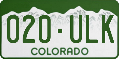 CO license plate 020ULK