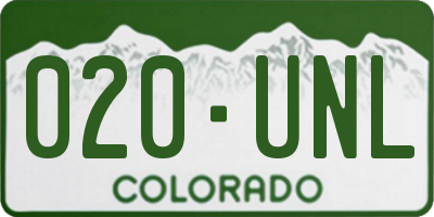 CO license plate 020UNL