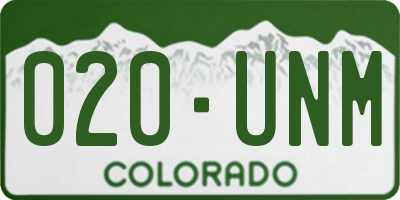 CO license plate 020UNM
