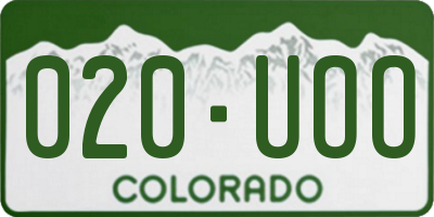 CO license plate 020UOO