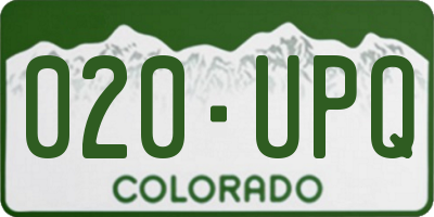 CO license plate 020UPQ