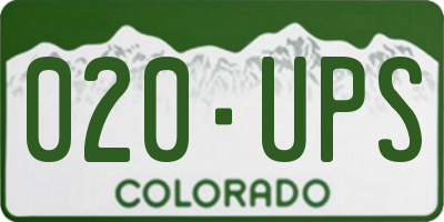 CO license plate 020UPS