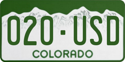 CO license plate 020USD