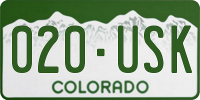 CO license plate 020USK