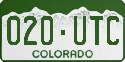 CO license plate 020UTC