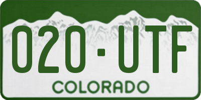 CO license plate 020UTF