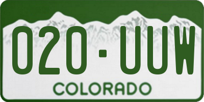 CO license plate 020UUW