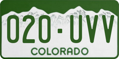 CO license plate 020UVV