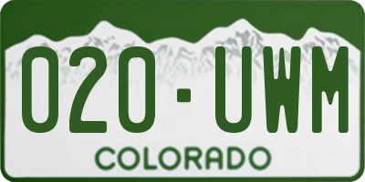 CO license plate 020UWM