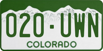 CO license plate 020UWN
