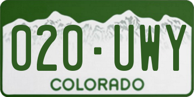 CO license plate 020UWY
