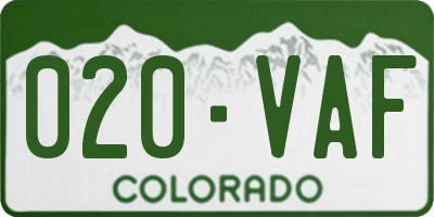 CO license plate 020VAF