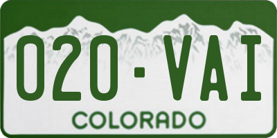 CO license plate 020VAI