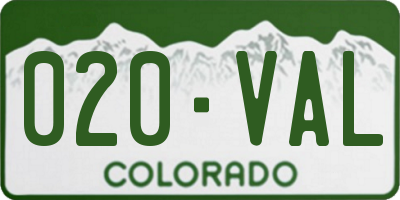 CO license plate 020VAL