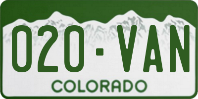 CO license plate 020VAN