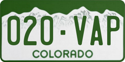 CO license plate 020VAP