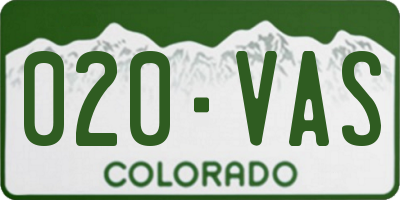 CO license plate 020VAS