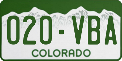 CO license plate 020VBA