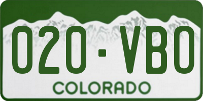 CO license plate 020VBO