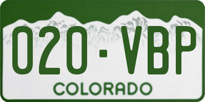 CO license plate 020VBP