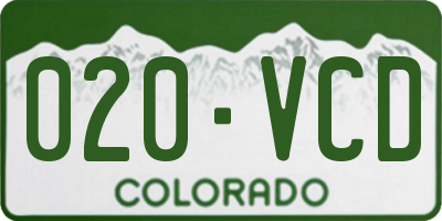CO license plate 020VCD