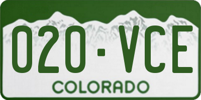 CO license plate 020VCE