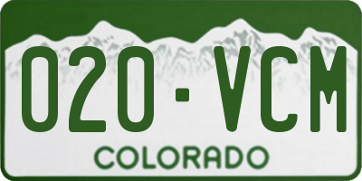 CO license plate 020VCM